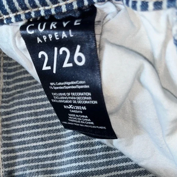 Curve Blue Pin Striped Boot Cut Jeans - Picture 4 of 5